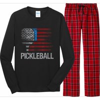 Funny Us Flag Pickleball Player Paddleball Lover Long Sleeve Pajama Set