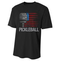 Funny Us Flag Pickleball Player Paddleball Lover Performance Sprint T-Shirt