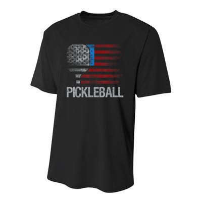 Funny Us Flag Pickleball Player Paddleball Lover Youth Performance Sprint T-Shirt