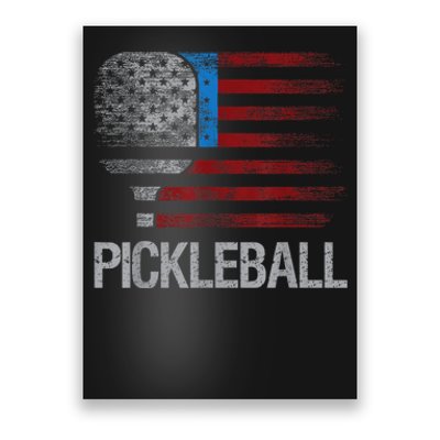 Funny Us Flag Pickleball Player Paddleball Lover Poster