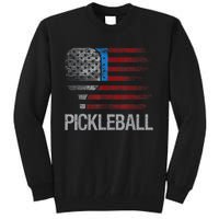 Funny Us Flag Pickleball Player Paddleball Lover Tall Sweatshirt