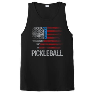 Funny Us Flag Pickleball Player Paddleball Lover PosiCharge Competitor Tank