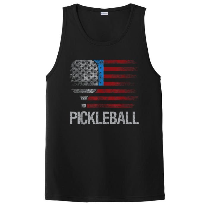 Funny Us Flag Pickleball Player Paddleball Lover PosiCharge Competitor Tank