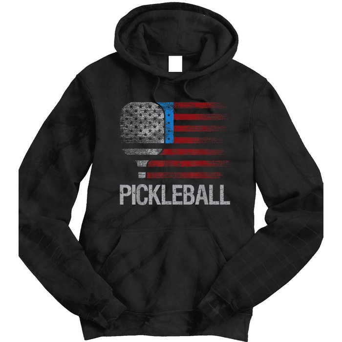 Funny Us Flag Pickleball Player Paddleball Lover Tie Dye Hoodie