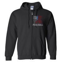 Funny Us Flag Pickleball Player Paddleball Lover Full Zip Hoodie