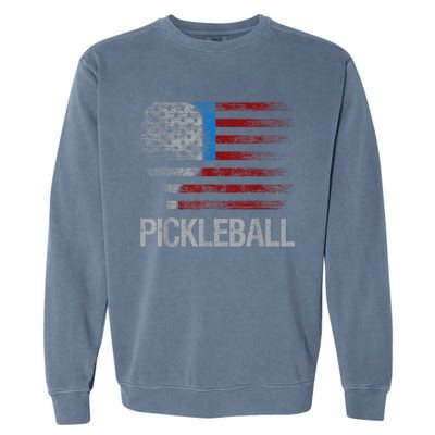 Funny Us Flag Pickleball Player Paddleball Lover Garment-Dyed Sweatshirt