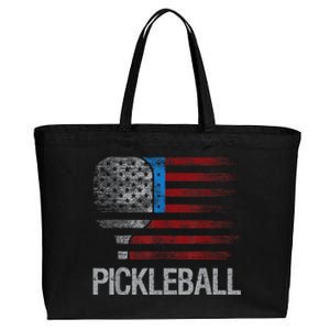 Funny Us Flag Pickleball Player Paddleball Lover Cotton Canvas Jumbo Tote