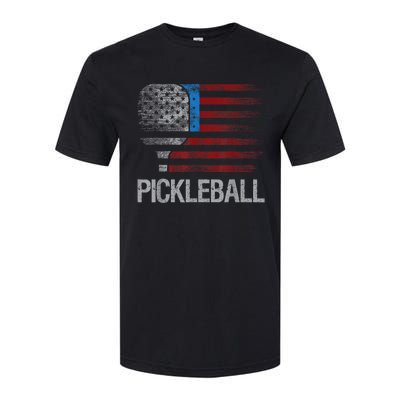 Funny Us Flag Pickleball Player Paddleball Lover Softstyle CVC T-Shirt