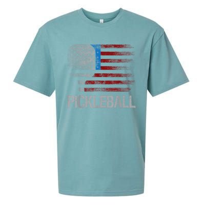 Funny Us Flag Pickleball Player Paddleball Lover Sueded Cloud Jersey T-Shirt