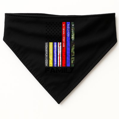Family Usa Flag Thin Line Military Police Nurse Ems Dispatch Gift USA-Made Doggie Bandana