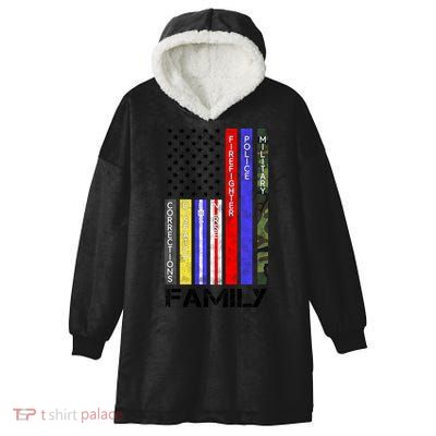 Family Usa Flag Thin Line Military Police Nurse Ems Dispatch Gift Hooded Wearable Blanket