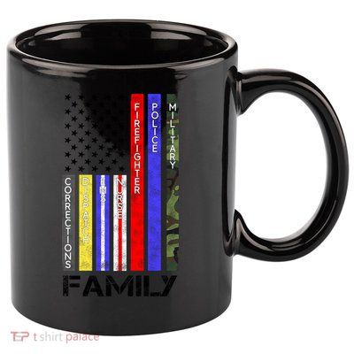 Family Usa Flag Thin Line Military Police Nurse Ems Dispatch Gift 11oz C Handle Ceramic Mug