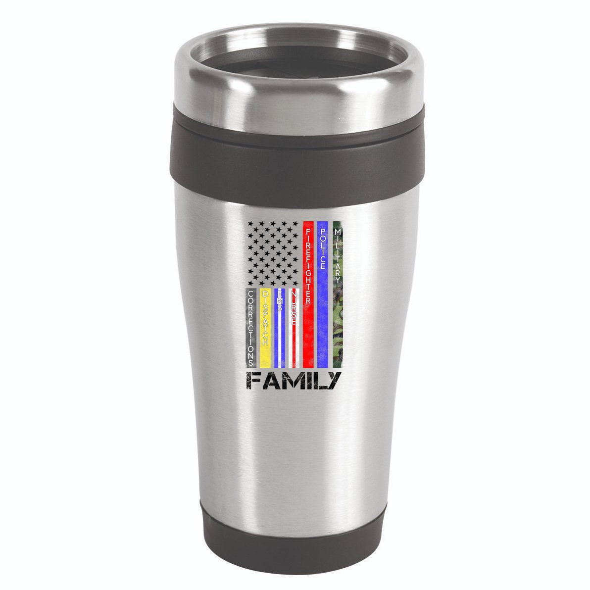 Family Usa Flag Thin Line Military Police Nurse Ems Dispatch Gift 16oz Travel Tumbler