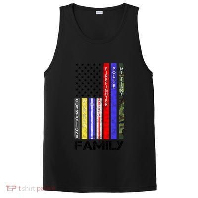 Family Usa Flag Thin Line Military Police Nurse Ems Dispatch Gift PosiCharge Competitor Tank