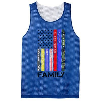 Family Usa Flag Thin Line Military Police Nurse Ems Dispatch Gift Mesh Reversible Basketball Jersey Tank