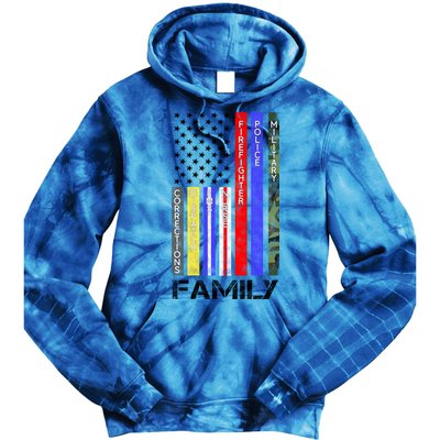 Family Usa Flag Thin Line Military Police Nurse Ems Dispatch Gift Tie Dye Hoodie