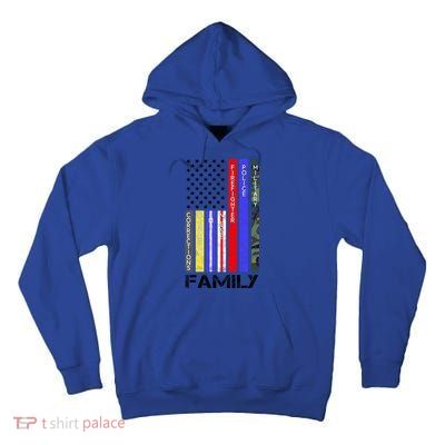 Family Usa Flag Thin Line Military Police Nurse Ems Dispatch Gift Tall Hoodie
