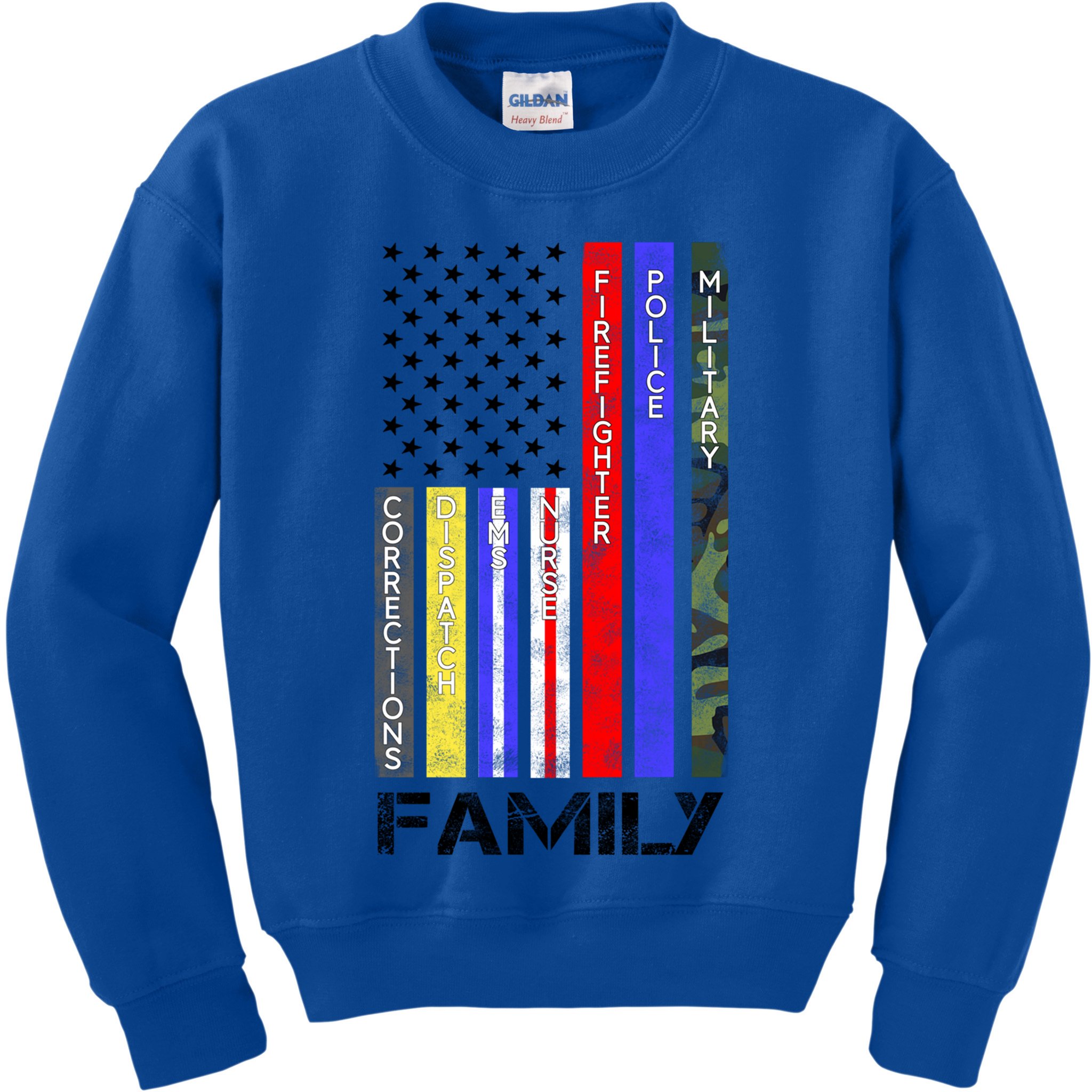 Family Usa Flag Thin Line Military Police Nurse Ems Dispatch Gift Kids Sweatshirt