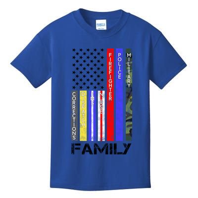Family Usa Flag Thin Line Military Police Nurse Ems Dispatch Gift Kids T-Shirt