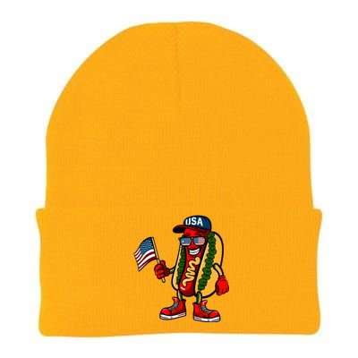 Fun Usa Flag Patriotic Hot Dog Gift Knit Cap Winter Beanie