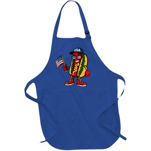 Fun Usa Flag Patriotic Hot Dog Gift Full-Length Apron With Pockets