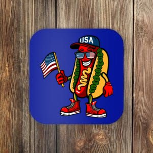 Fun Usa Flag Patriotic Hot Dog Gift Coaster