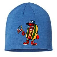 Fun Usa Flag Patriotic Hot Dog Gift Sustainable Beanie