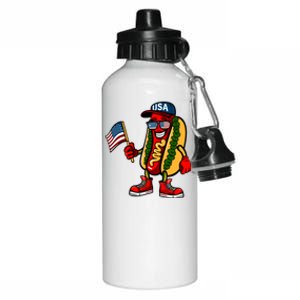 Fun Usa Flag Patriotic Hot Dog Gift Aluminum Water Bottle