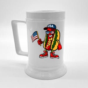 Fun Usa Flag Patriotic Hot Dog Gift Beer Stein