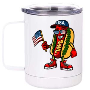 Fun Usa Flag Patriotic Hot Dog Gift 12 oz Stainless Steel Tumbler Cup