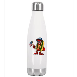 Fun Usa Flag Patriotic Hot Dog Gift Stainless Steel Insulated Water Bottle