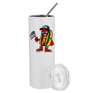 Fun Usa Flag Patriotic Hot Dog Gift Stainless Steel Tumbler