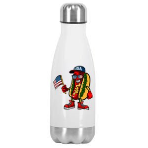 Fun Usa Flag Patriotic Hot Dog Gift Stainless Steel Insulated Water Bottle