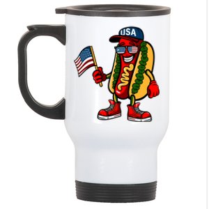 Fun Usa Flag Patriotic Hot Dog Gift Stainless Steel Travel Mug