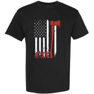 Firefighter USA Flag Funny Firemen Fire Truck Graphic Garment-Dyed Heavyweight T-Shirt