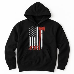 Firefighter USA Flag Funny Firemen Fire Truck Graphic Hoodie