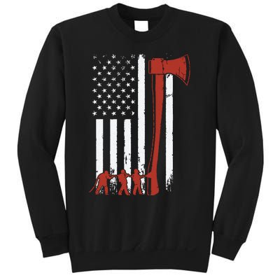 Firefighter USA Flag Funny Firemen Fire Truck Graphic Sweatshirt