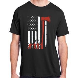 Firefighter USA Flag Funny Firemen Fire Truck Graphic Adult ChromaSoft Performance T-Shirt