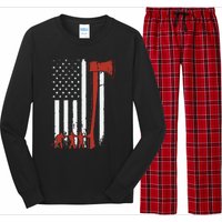 Firefighter USA Flag Funny Firemen Fire Truck Graphic Long Sleeve Pajama Set