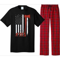 Firefighter USA Flag Funny Firemen Fire Truck Graphic Pajama Set