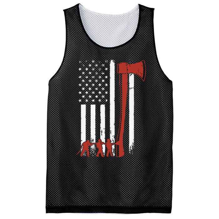 Firefighter USA Flag Funny Firemen Fire Truck Graphic Mesh Reversible Basketball Jersey Tank