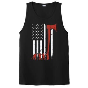 Firefighter USA Flag Funny Firemen Fire Truck Graphic PosiCharge Competitor Tank