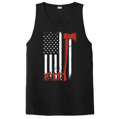 Firefighter USA Flag Funny Firemen Fire Truck Graphic PosiCharge Competitor Tank