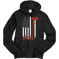 Firefighter USA Flag Funny Firemen Fire Truck Graphic Tie Dye Hoodie