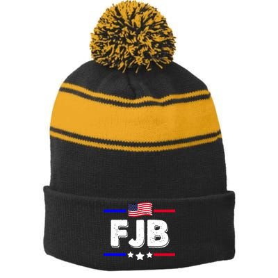 FJB US Flag F Joe Biden Stripe Pom Pom Beanie