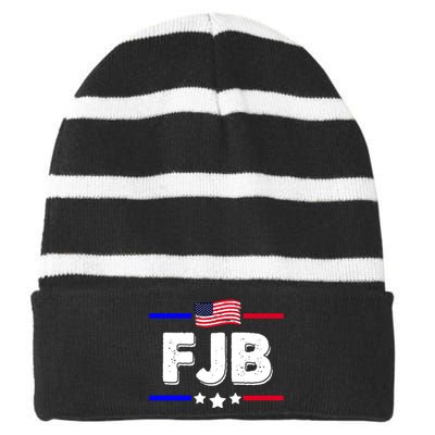 FJB US Flag F Joe Biden Striped Beanie with Solid Band