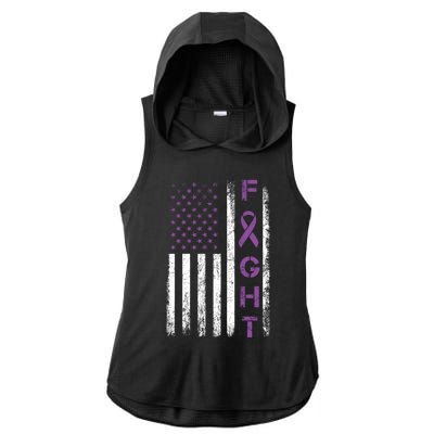 Fighter Usa Flag Gift Fight Crohns Disease Awareness Cute Gift Ladies PosiCharge Tri-Blend Wicking Draft Hoodie Tank