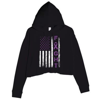 Fighter Usa Flag Gift Fight Crohns Disease Awareness Cute Gift Crop Fleece Hoodie