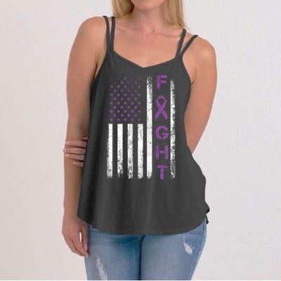 Fighter Usa Flag Gift Fight Crohns Disease Awareness Cute Gift Women's Strappy Tank