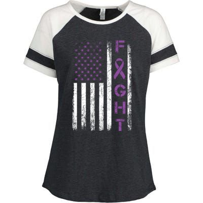 Fighter Usa Flag Gift Fight Crohns Disease Awareness Cute Gift Enza Ladies Jersey Colorblock Tee